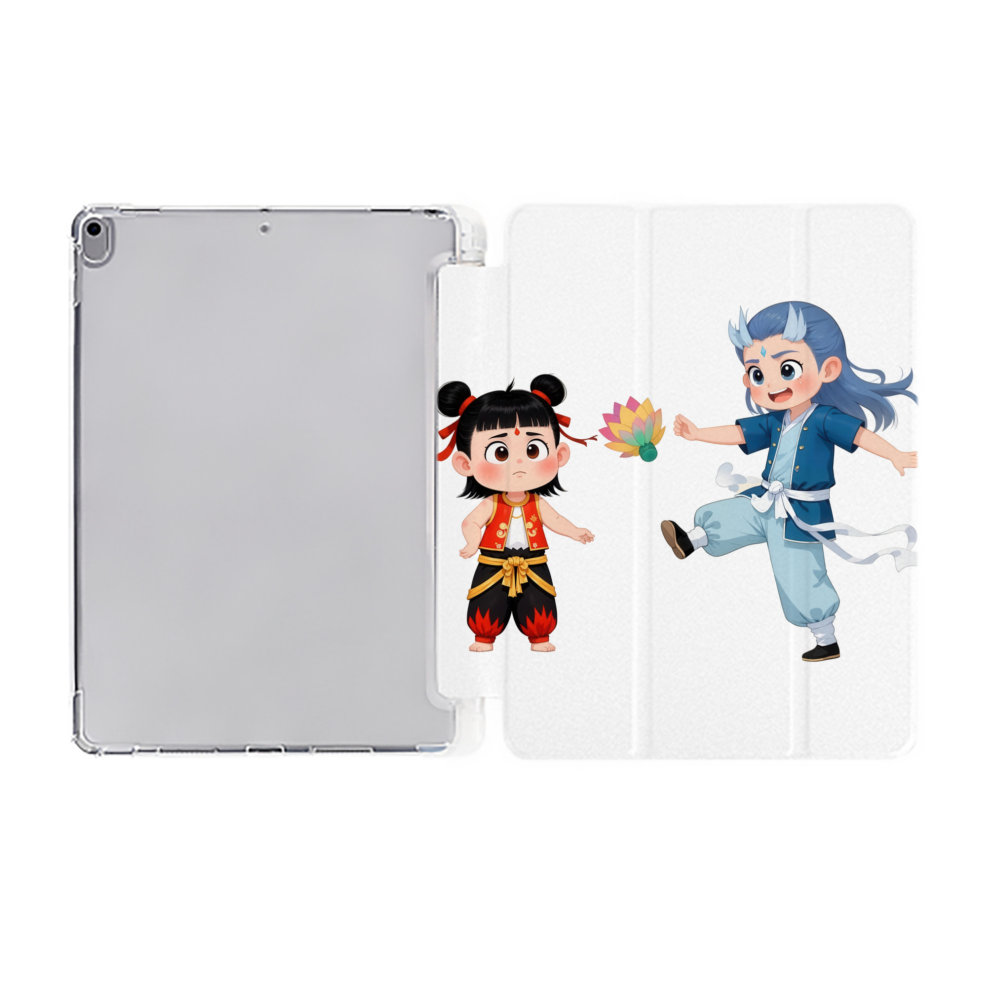 （画像用） Ne Zha 2 ナタ 魔童の大暴れ IPad ケース ペン収納付き 三つ折りスタンド PUレザー×シリコン 対応機種9.5/10.5/10.9インチ